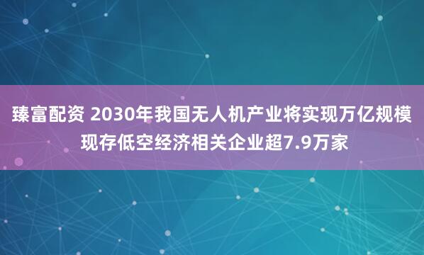 臻富配资 2030年我国无人机产业将实现万亿规模 现存低空经济相关企业超7.9万家